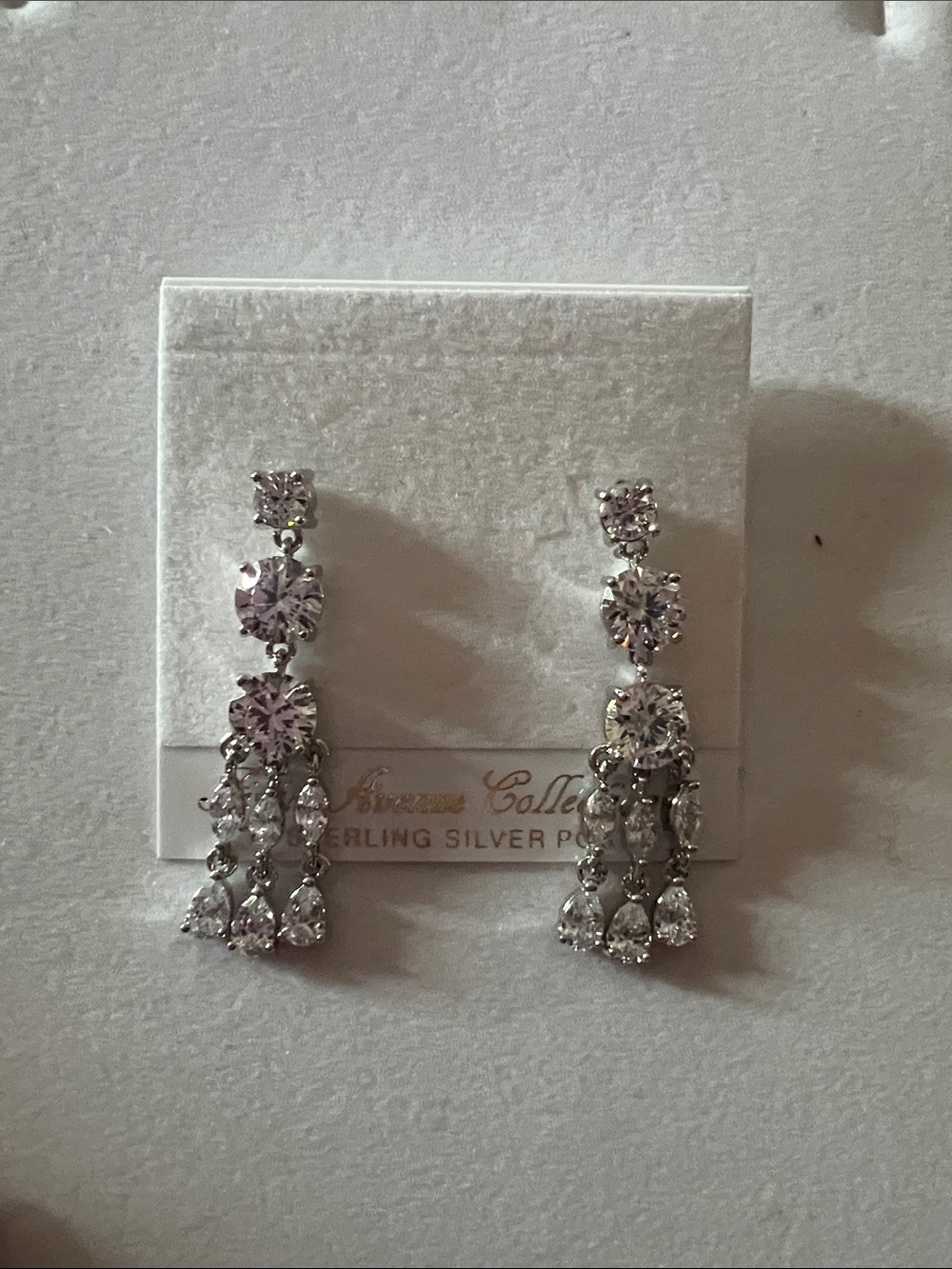 Silver Clear Cubic Zirconia Drop Earrings - Elegant Women Jewelry